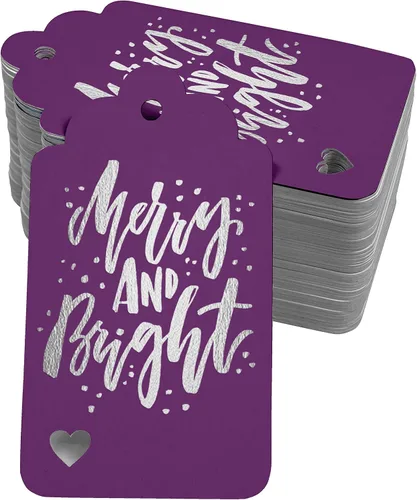 Vista 55 de Etiquetas colgantes con texto en inglés "Merry and Bright" (50 unidades)