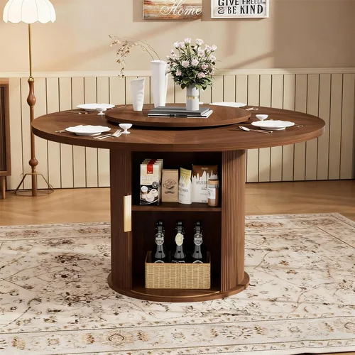 Vista 14 de Mesa de comedor extensible de 78.74 pulgadas para 6, 8 y 10, moderna mesa de cocina expandible de granja con pedestal de doble columna, mesa