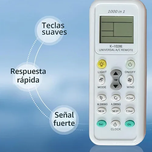 Vista 5 de K-1028E - Control remoto universal de aire acondicionado A/C, apto para Haier, Geli, Hitachi, Panasonic, LG, Sharp, Gree, Midea, Bosch, Toshiba