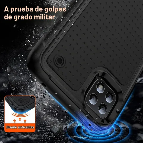 Vista 8 de Jeylly Compatible con Samsung Galaxy A22 5G Funda, Funda Samsung A22 5G con 2pcs protectores de pantalla de vidrio templado