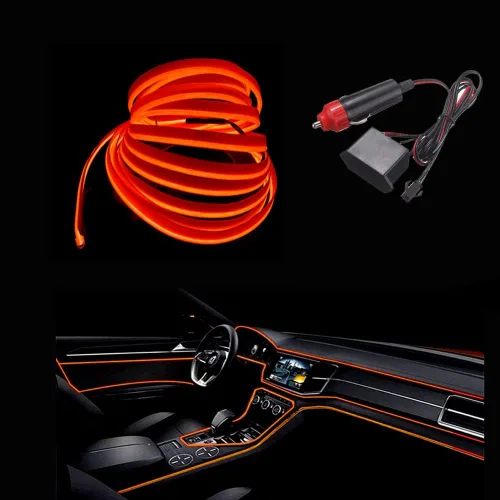 Vista 9 de MaxLax Tira de Iluminación LED de Neón Azul para Interior de Auto - 9.84 Pies de Cable EL de 12V Flexible con Protección de Fusible Integrada