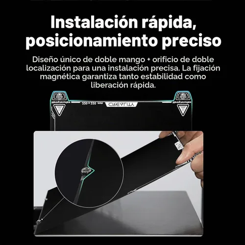 Vista 6 de Placa de construcción Creality Ender 3 V3 SE de 235x235mm con revestimiento de resina epoxi de doble cara, placa de cama de acero de resorte