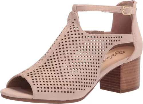 Vista 15 de Bella Vita Sandalias de tacón de bloque para mujer cuero de gamuza almendra