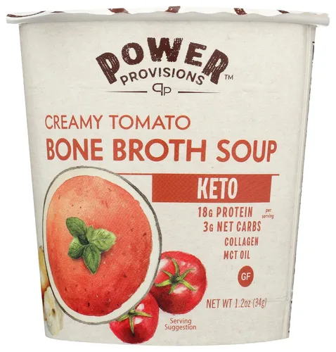 Vista 3 de Power Provisions Tazas de Caldo de Hueso de Cheddar y Brócoli - Taza de Sopa Instantánea Keto - Infundido con Colágeno y 17g de Proteína - Sopa Sin