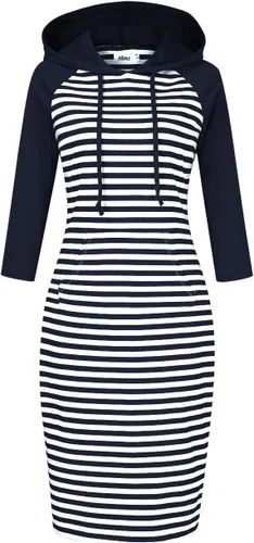 Vista 23 de MISSKY Vestido con capucha para mujer Negro&blanco