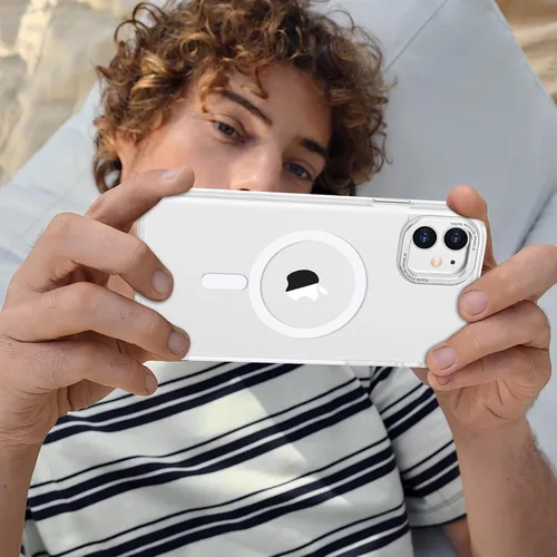 Vista 697 de Anuck - Funda magnética para iPhone 11 compatible con MagSafe, carcasa trasera mate translúcida dura, borde de TPU, delgada, resistente a impactos