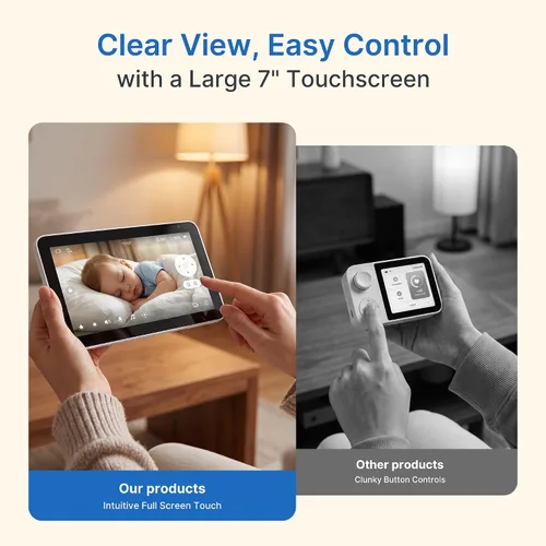 Vista 2 de Simsky Monitor de bebé con cámara y audio, cámara de 4MP, pantalla táctil