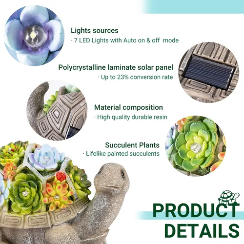 Vista 4 de Estatuas de jardín solar GIGALUMI Figura de tortuga Luces para exteriores, decoraciones de jardín al aire libre Decoración de jardín Regalos únicos