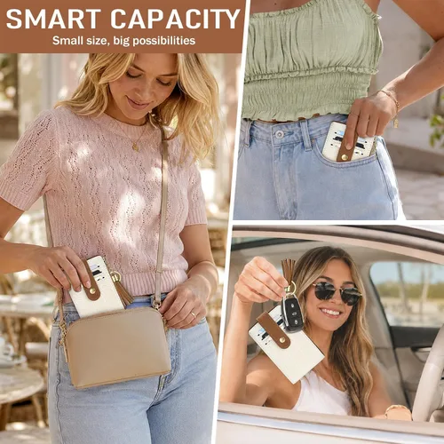 Vista 6 de Billeteras para mujer con bloqueo RFID, Cocodrilo marrón beige, Moderno