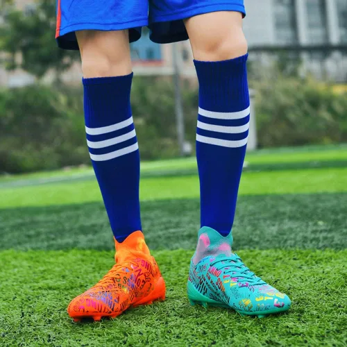 Vista 5 de MAUGELY Zapatos de fútbol para hombre con tacos firmes, ligeros, para correr, exteriores, cómodos, para entrenamiento, forro polar verde