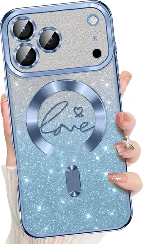 Vista 12 de Misscase Funda para iPhone 16 Pro Case Magnética con Purpurina con Protector Completo de Lente de Cámara, [Compatible con MagSafe] Linda Funda