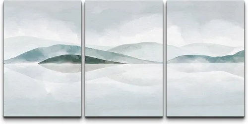 Vista 170 de NWT Juego de Arte de Pared de Lienzo Enmarcado Bosque Blanco y Negro Reflejo de Lago Paisaje Naturaleza Vida Silvestre Arte de Fotografía Rústico