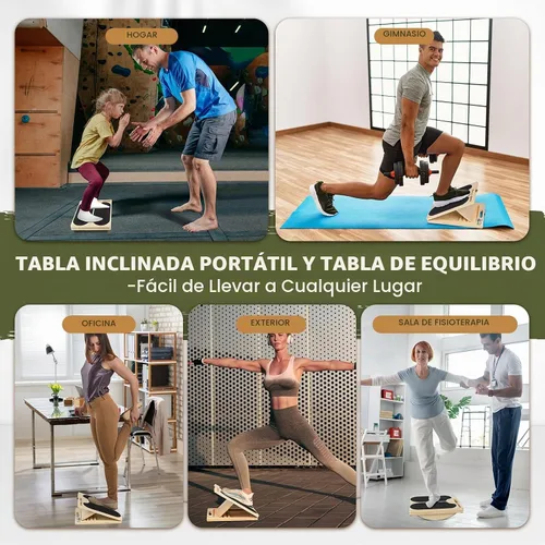 Vista 7 de Slant Board Calf Stretching, 460 LBS Capacity Portable Wooden Incline Board