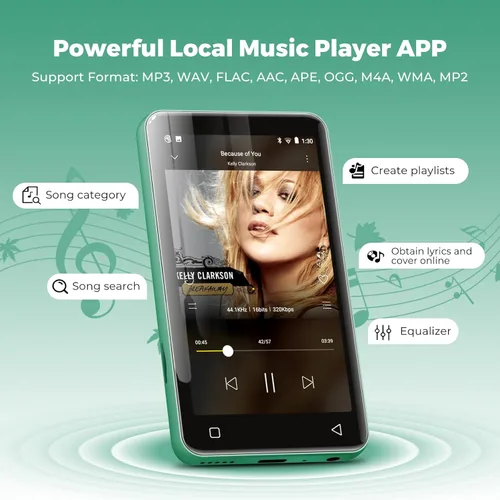 Vista 3 de innioasis Reproductor MP3 de 80 GB con Bluetooth y WiFi, reproductor de MP3 para niños con Spotify, Spotify Kids, Pandora, Audible, reproductor