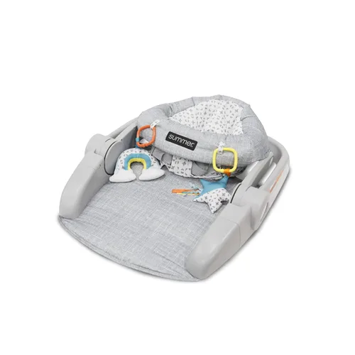 Vista 2 de Bright Starts - Asiento de piso de 2 posiciones para aprender a sentarse (gris jaspeado), sienta a tu bebé en esta silla ajustable para actividades