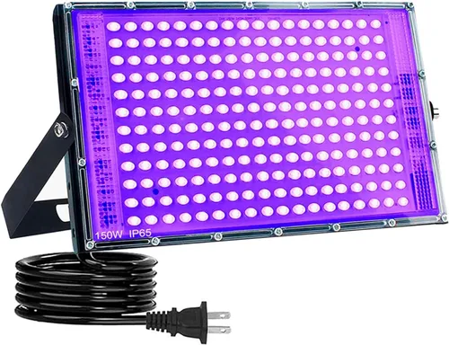 Vista 14 de Luces negras de 50 W, luz de inundación de luz negra con enchufe e interruptor, para fiesta brillante, Halloween, póster fluorescente, iluminación