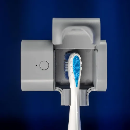Vista 7 de Desinfectante para cepillos de dientes UV, secadora y estuche de viaje, mata el 99.9 %, color gris UV-C Sanitize + Dry, Fits Electric & Manual