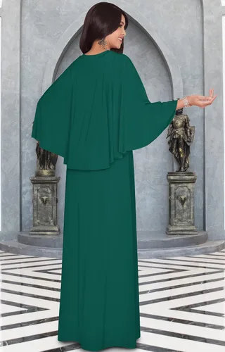Vista 5 de KOH KOH Vestido largo de cóctel con cuello en V y mangas de murciélago para mujer