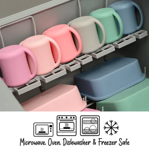 Vista 4 de PrimaStella Taza de entrenamiento de silicona para bebés y niños pequeños con asas (coral)