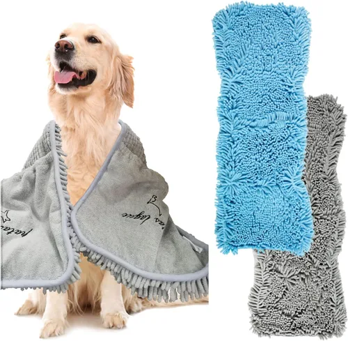 Vista 11 de Patas Lague Toalla absorbente para perros de secado grande, 35 x 15 pulgadas, toalla de baño de microfibra extra grande de secado rápido