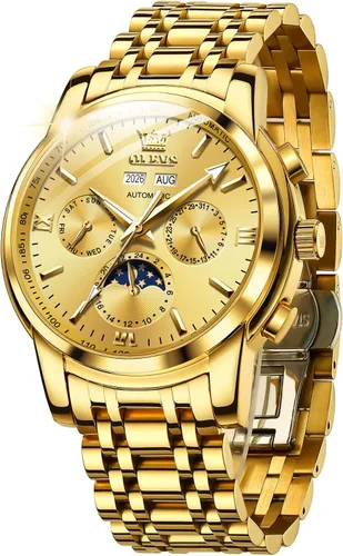 Vista 6 de OLEVS - Relojes automáticos para hombre, diseño mecánico con cuerda automática, reloj de pulsera de lujo de moda, esqueleto, luminoso, impermeable