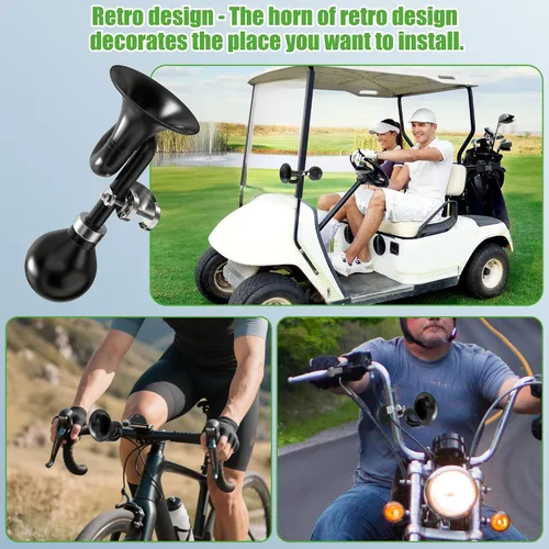 Vista 6 de 10L0L Carro de golf Bugle Horn, cuerno de aire de caracol cromado retro para Yamaha, EZGO, Club Car Bocina de seguridad fuerte y clásica Ajuste