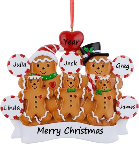Vista 7 de 2025 Adorno de Navidad Familiar - Adorno Personalizado de Familia de 3 de Jengibre - Adornos de Navidad de Pareja Horneando Galletas - Adornos 2025