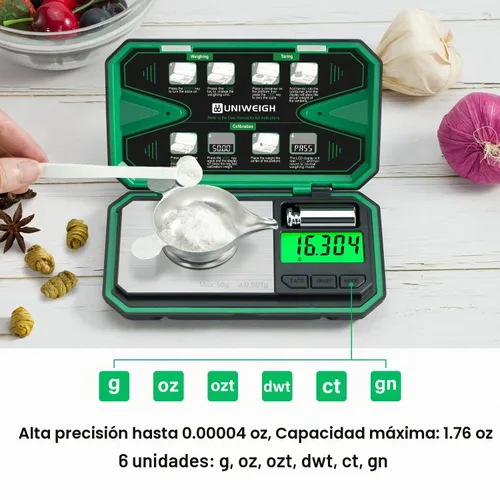 Vista 2 de UNIWEIGH Escala de miligramos de precisión 0.00 oz/1.76 oz mg Escala para pesar polvos Digital Jewelry Scale for Gold,Coins,Gem,Reloading,Pocket