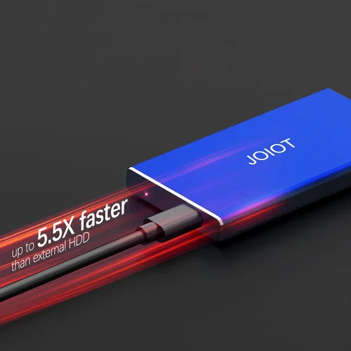 Vista 2 de JOIOT Mini SSD portátil de 500 GB Unidad externa de estado sólido - Hasta 540 MB/s, USB 3.1 Gen 2 SSD externo ultrafino, azul
