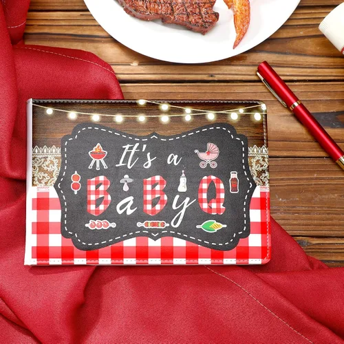 Vista 5 de Engrowtic Libro de invitados de cuero para baby shower con bolígrafo, 112 páginas para el día de Acción de Gracias, libro de invitados con fecha
