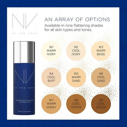 Vista 4 de NV BB Perfecting Mist Foundation - Maquillaje profesional con aerógrafo con polipéptidos de células madre a base de plantas, vitaminas A, D, E