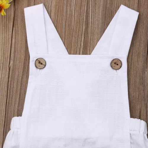 Vista 5 de Mubineo Overol básico liso para bebé, recién nacido, de lino, pantalones cortos