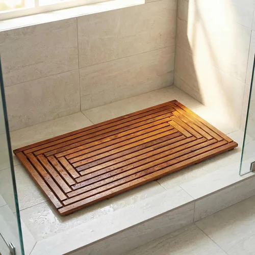 Vista 6 de Bare Decor Giza - Tapete para puerta de ducha, spa y madera maciza de teca, 36 x 20 pulgadas