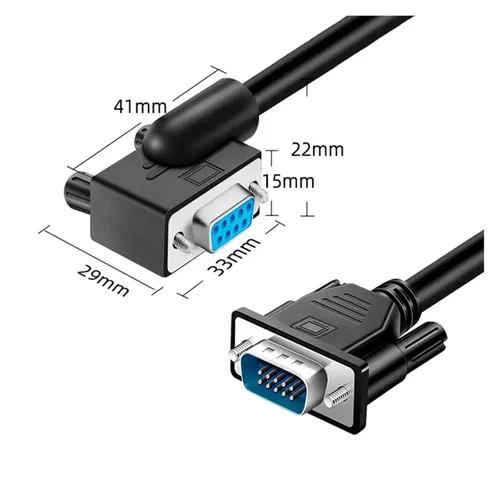 Vista 7 de Left Angle DB9 Serial Cable RS232 Male to Female Extension Wire 9 Pin(FF-D,0.5M)