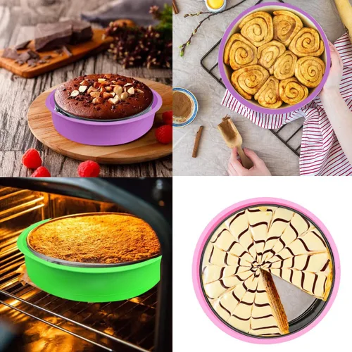 Vista 6 de 3 protectores de sartén desmontable, protector de baño de agua, bandeja de silicona para tartas de queso de 9 pulgadas para evitar que el agua entre