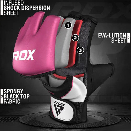 Vista 6 de RDX Guantes de MMA para mujer Grappling Artes Marciales Sparring Saco de boxeo Jaula Lucha Maya Hide Mitones de cuero Combate Training