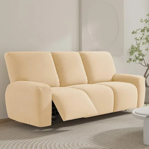 Vista 15 de vctops Fundas para sofá reclinable de 3 cuerpos, elásticas, de punto, suaves, lisas, antideslizantes, para sofá, protector de muebles con parte Café