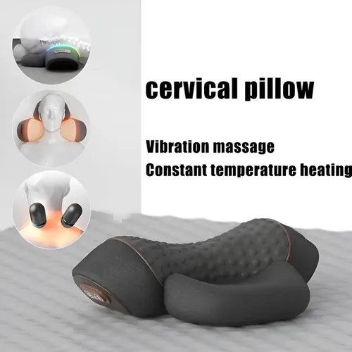 Vista 4 de Almohada de masaje cervical con calefacción 3 en 1 Soporte cervical de espuma viscoelástica Almohada de relajación para el hogar y la oficina
