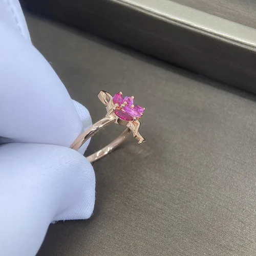 Vista 2 de Anillo de flamenco para mujeres, adolescentes y niñas, plata de ley 925, lindo animal, oro rosa, circonita cúbica, pájaro, flamencos, boda