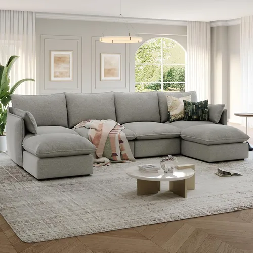 Vista 22 de Sofás modulares de 69.2 pulgadas para sala de estar, respaldo alto impermeable, sofá modular con relleno de plumón, sofá biplaza convertible