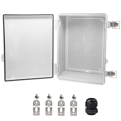 Vista 26 de Caja eléctrica impermeable, caja de conexiones IP67, pestillo de acero inoxidable, cubierta transparente con bisagras, carcasa para proyectos