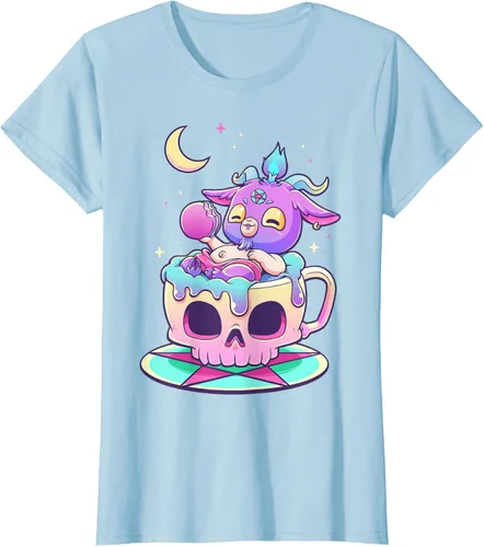Vista 22 de Kawaii Pastel Goth Cute espeluznante Pentáculo Baphomet - Camiseta de cabra, Negro