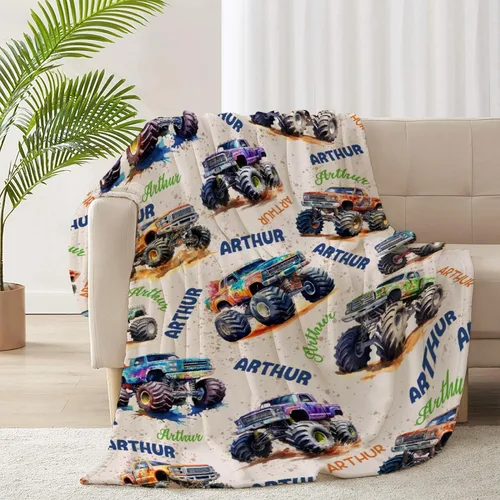 Vista 70 de Manta de bebé con texto en inglés «Just A Boy Who Loves Trucks» para niños y niñas, manta súper suave para envolver al recién nacido, acogedora