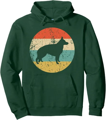 Vista 7 de Sudadera con capucha de pastor alemán, diseño retro de perro pastor alemán, Negro, S