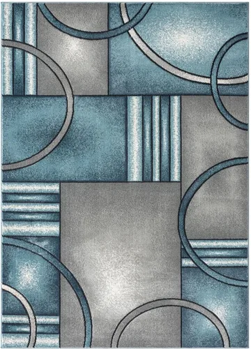 Vista 3 de LUXE WEAVERS Art Deco - Alfombra geométrica azul de 6 x 9 pulgadas