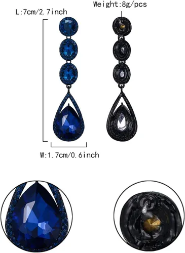 Vista 7 de Flyonce Aretes colgantes con diamantes de imitación de cristal para boda, Cristal
