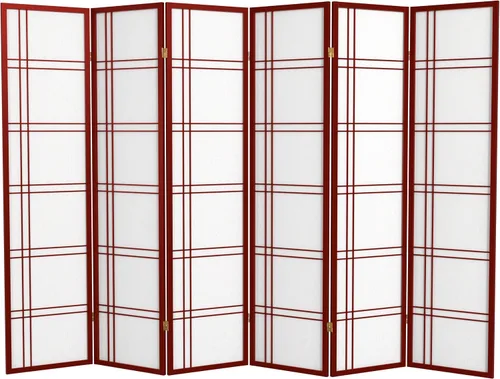 Vista 35 de Oriental Furniture - Pantalla Shoji de doble cruz de 6 pies de alto, color negro, 3 paneles