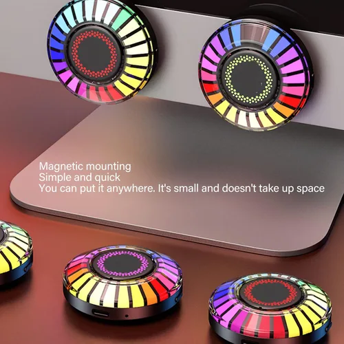 Vista 5 de Luces interiores para automóvil, 2 lámparas magnéticas de ritmo RGB, 32 bits que cambian de color, control de aplicación, luz de ritmo LED de música