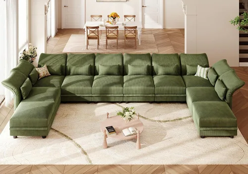 Vista 17 de LLappuil Sofá modular de 14 plazas con almacenamiento, sofás modulares grandes en forma de U para sala de estar con respaldos de brazos ajustables