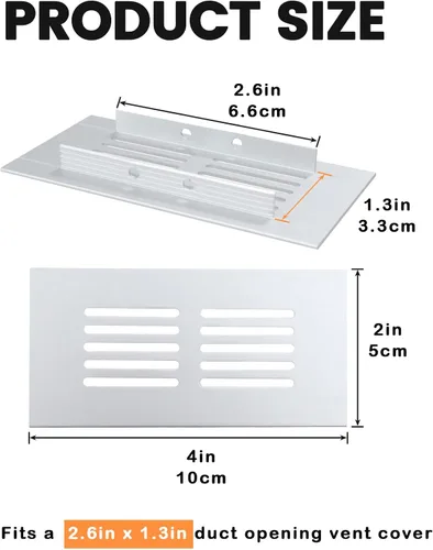 Vista 2 de Geesatis Cubiertas de ventilación para piso, gabinete, pared, techo – Rejilla de aluminio resistente a la oxidación con tornillos, paquete de 2